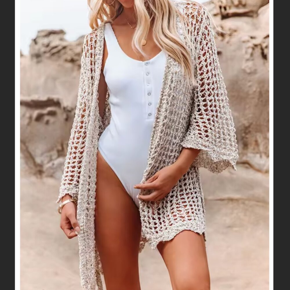 VICI OPEN KNIT ROBE COVER UP